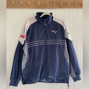 Sports Illustrated Reebok NFL Patriots Light Windbreaker Jacket Blue Grey L